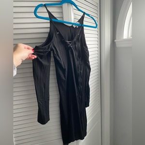 Black lace up cold shoulder shirt/tunic